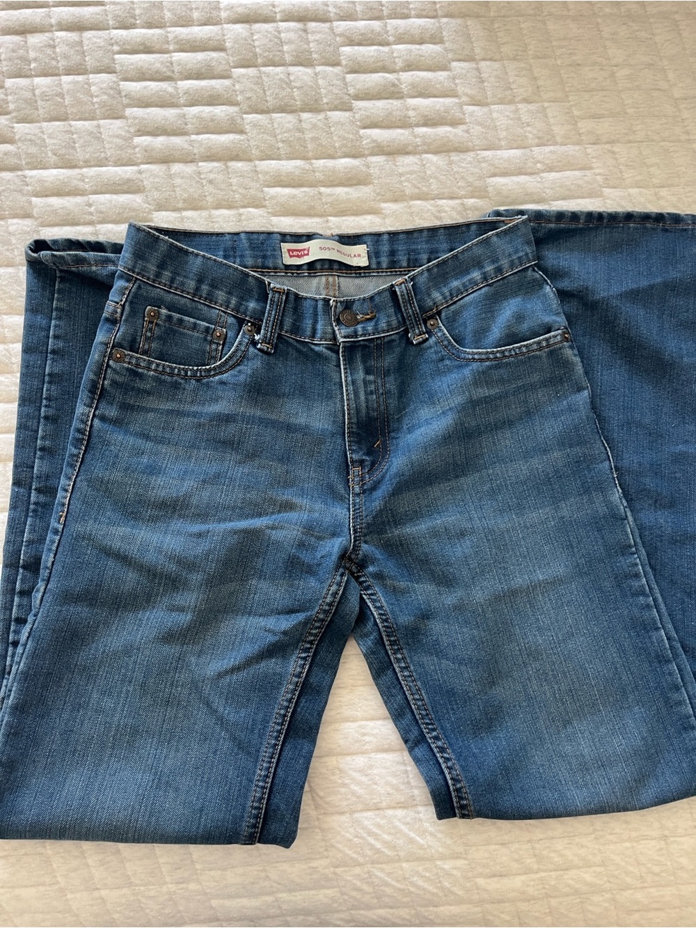 Levi's Boys 505 straight leg blue jeans, size 14